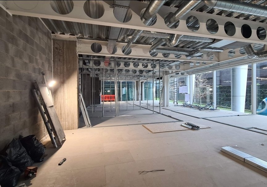 Internal construction before finishes are complete.