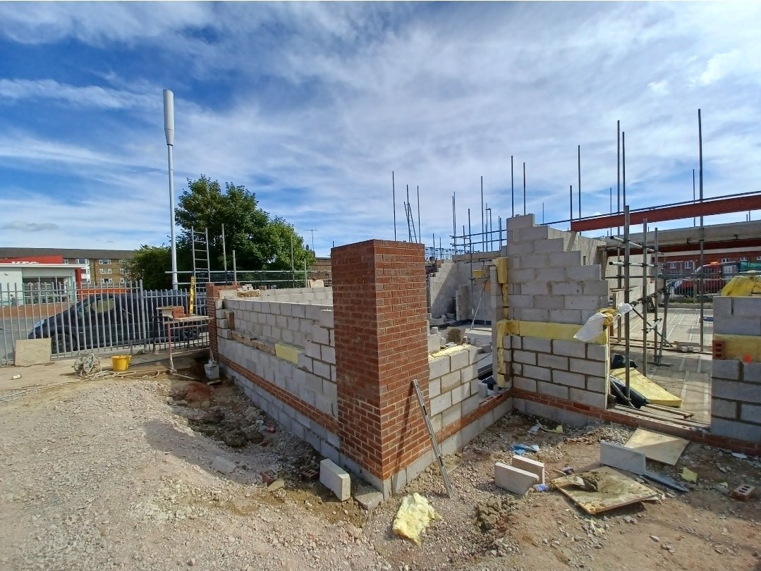 Brickwork and blockwork on a construction site photographed by Lloyd Godsall